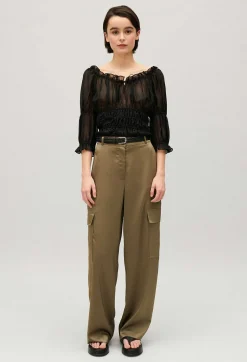 Blouse Courte Volants Noire^Claudie Pierlot Store