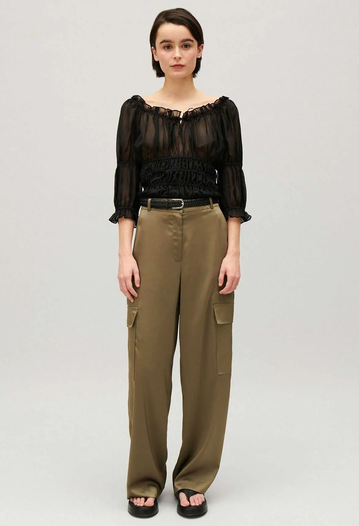 Blouse Courte Volants Noire^Claudie Pierlot Store
