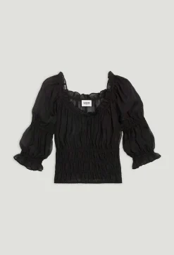 Blouse Courte Volants Noire^Claudie Pierlot Store