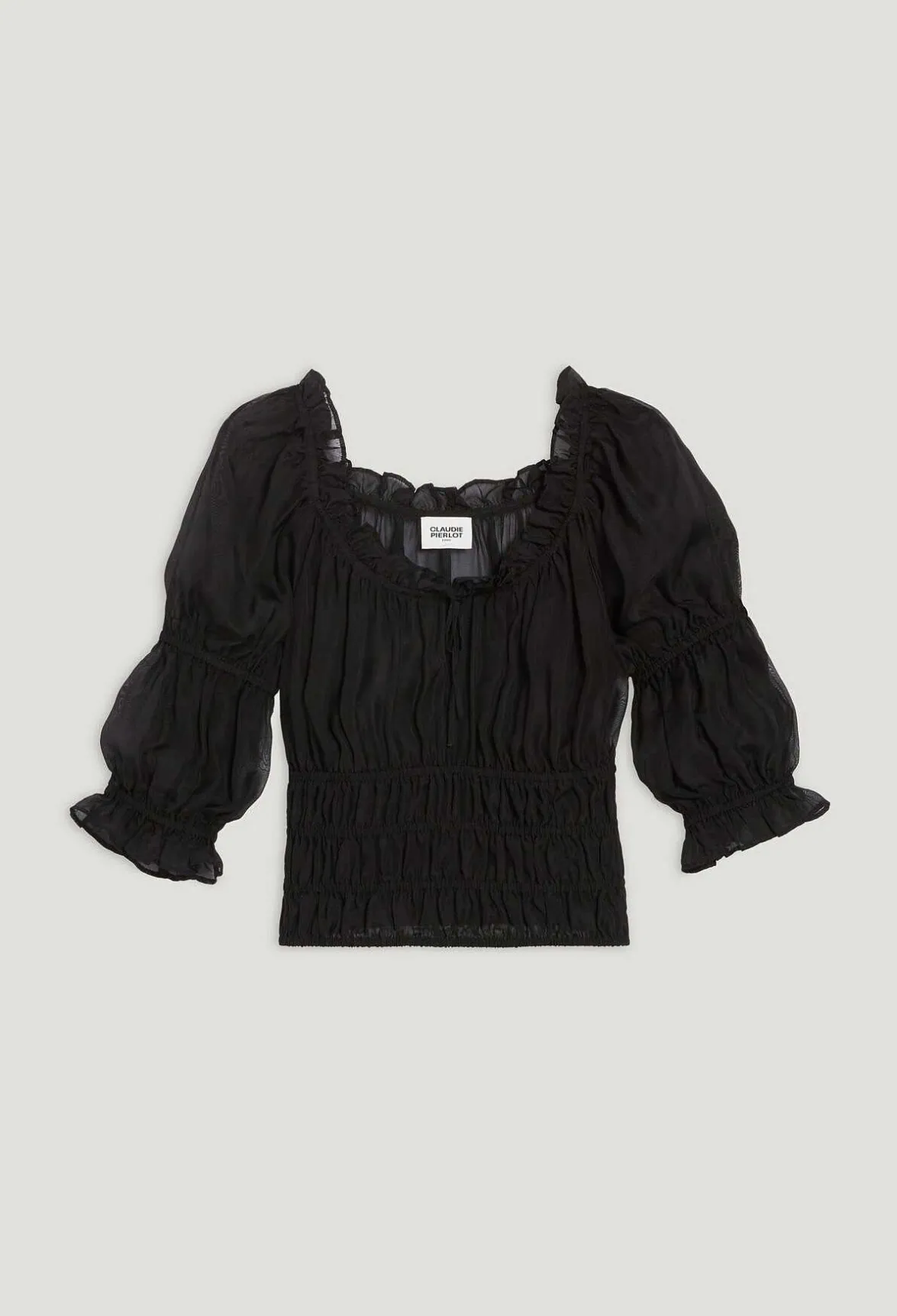 Blouse Courte Volants Noire^Claudie Pierlot Store