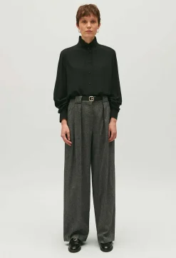 Chemise Col Victorien Soie Noire^Claudie Pierlot Best