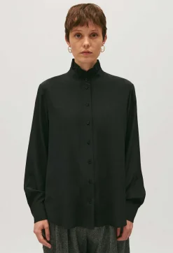 Chemise Col Victorien Soie Noire^Claudie Pierlot Best