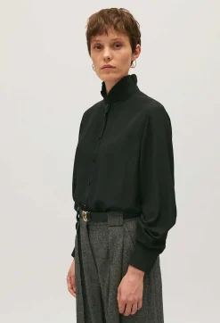 Chemise Col Victorien Soie Noire^Claudie Pierlot Best