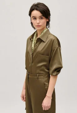 Chemise Satinee Ample Kaki^Claudie Pierlot Clearance