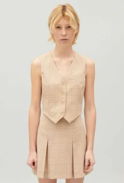 Gilet Costume Carreaux Beige^Claudie Pierlot Flash Sale