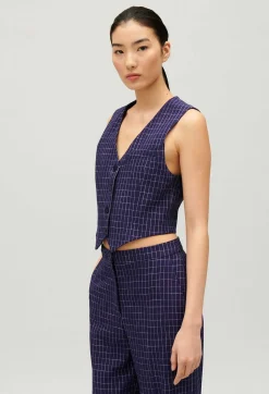Gilet Costume Carreaux Marine^Claudie Pierlot Outlet