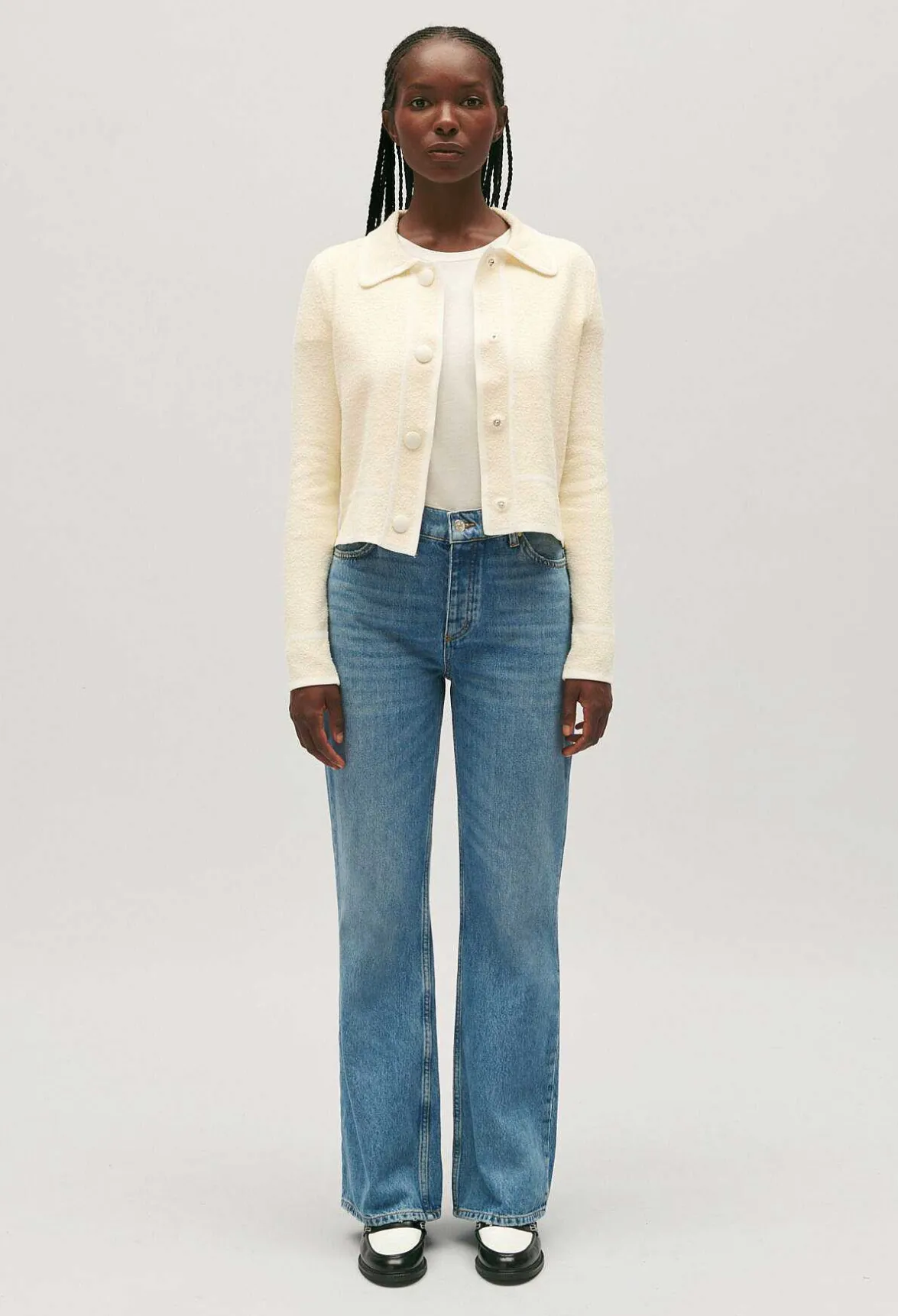 Gilet Court Col Claudine Ivoire^Claudie Pierlot Fashion