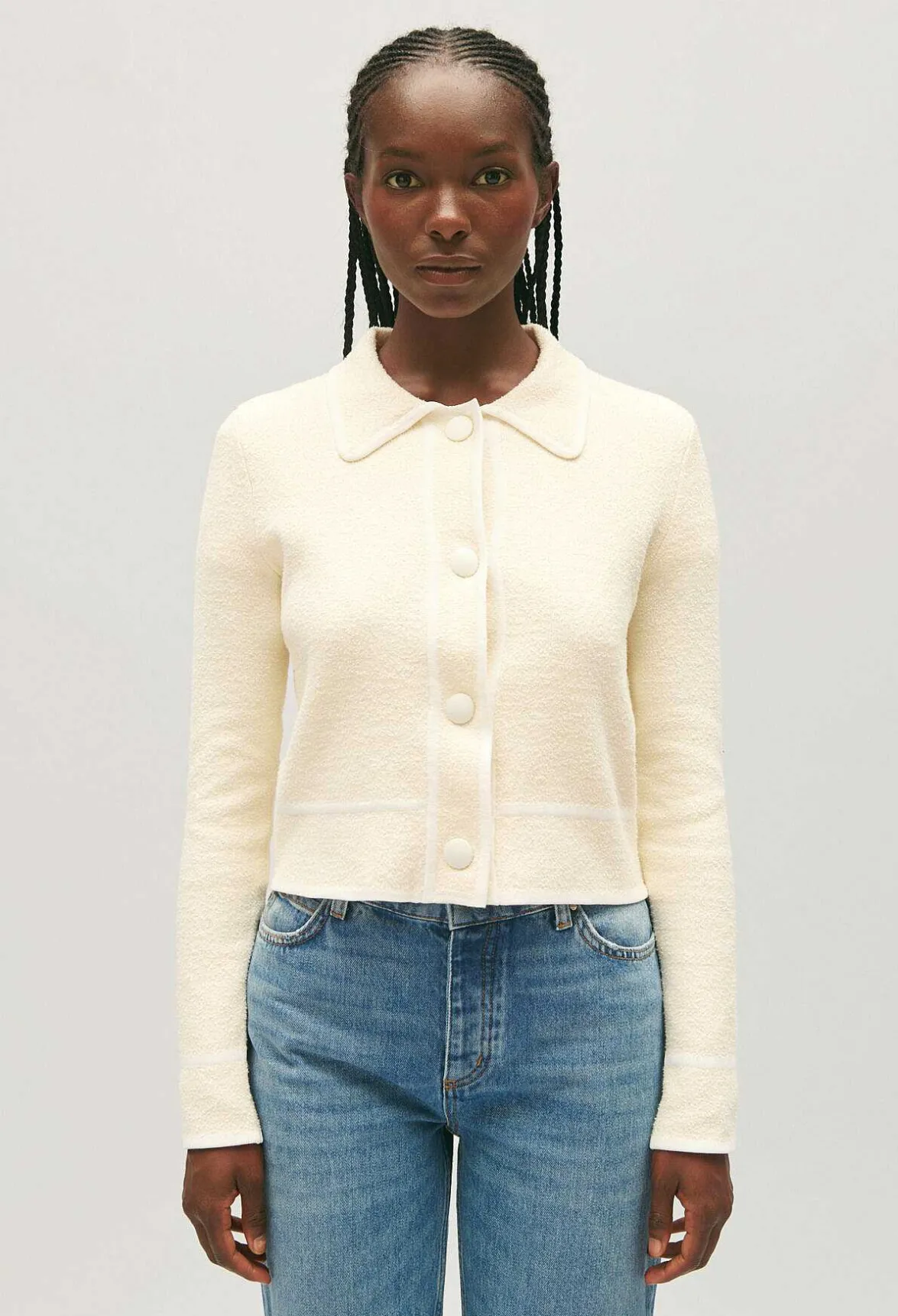 Gilet Court Col Claudine Ivoire^Claudie Pierlot Fashion