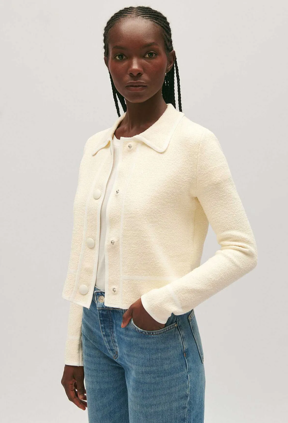 Gilet Court Col Claudine Ivoire^Claudie Pierlot Fashion