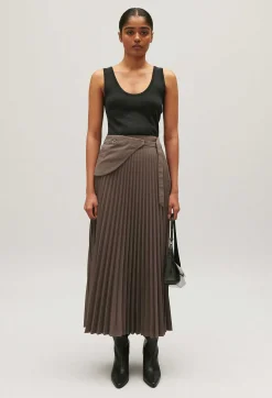 Jupe Midi Plissee Marron Glace^Claudie Pierlot Sale