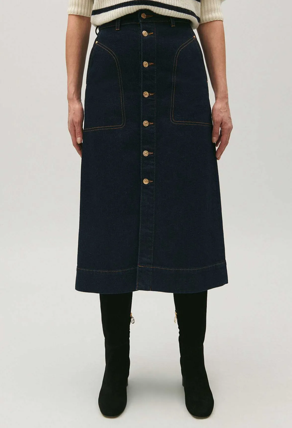 Jupe Mi-Longue Jean Bleu^Claudie Pierlot Hot