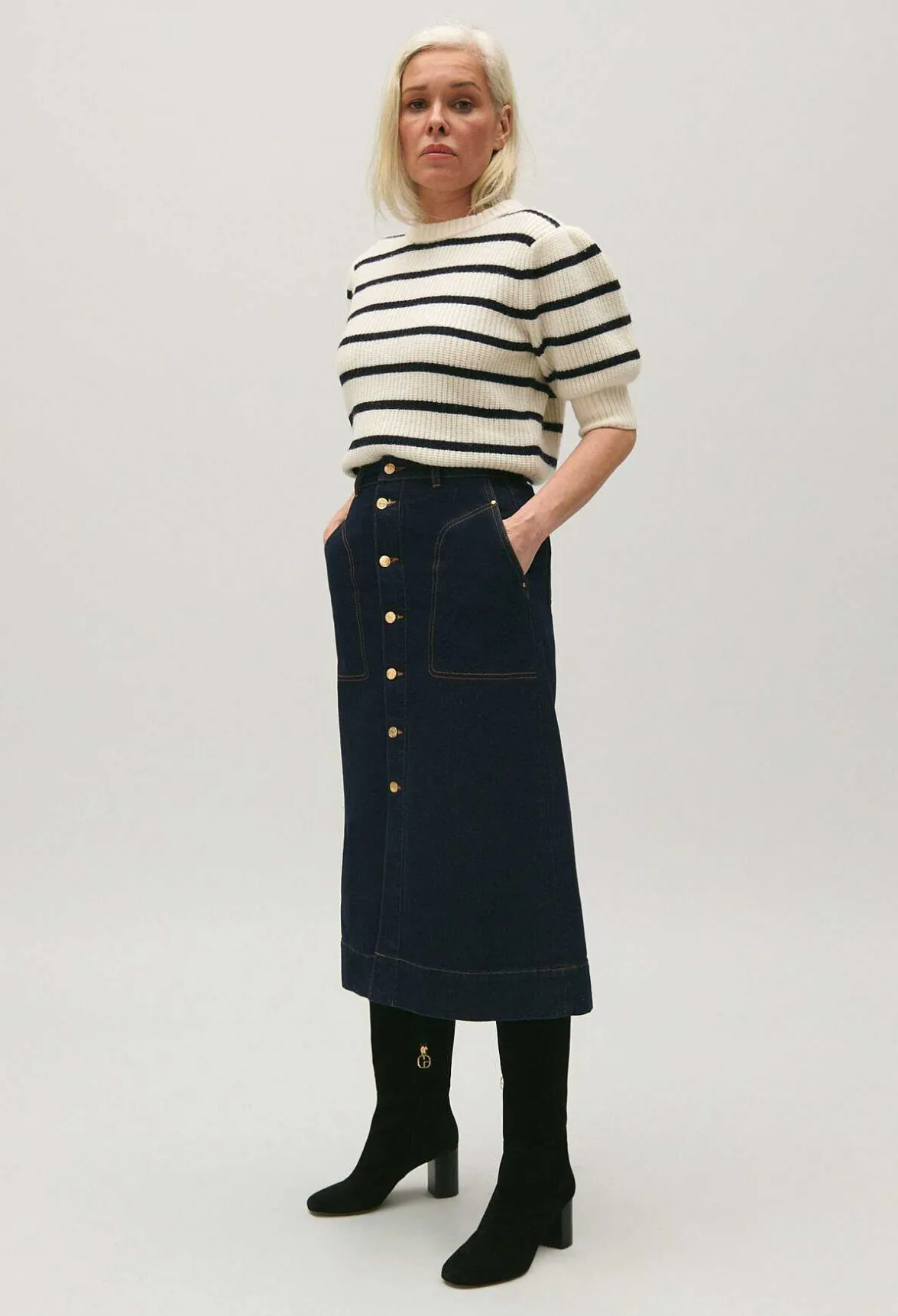 Jupe Mi-Longue Jean Bleu^Claudie Pierlot Hot