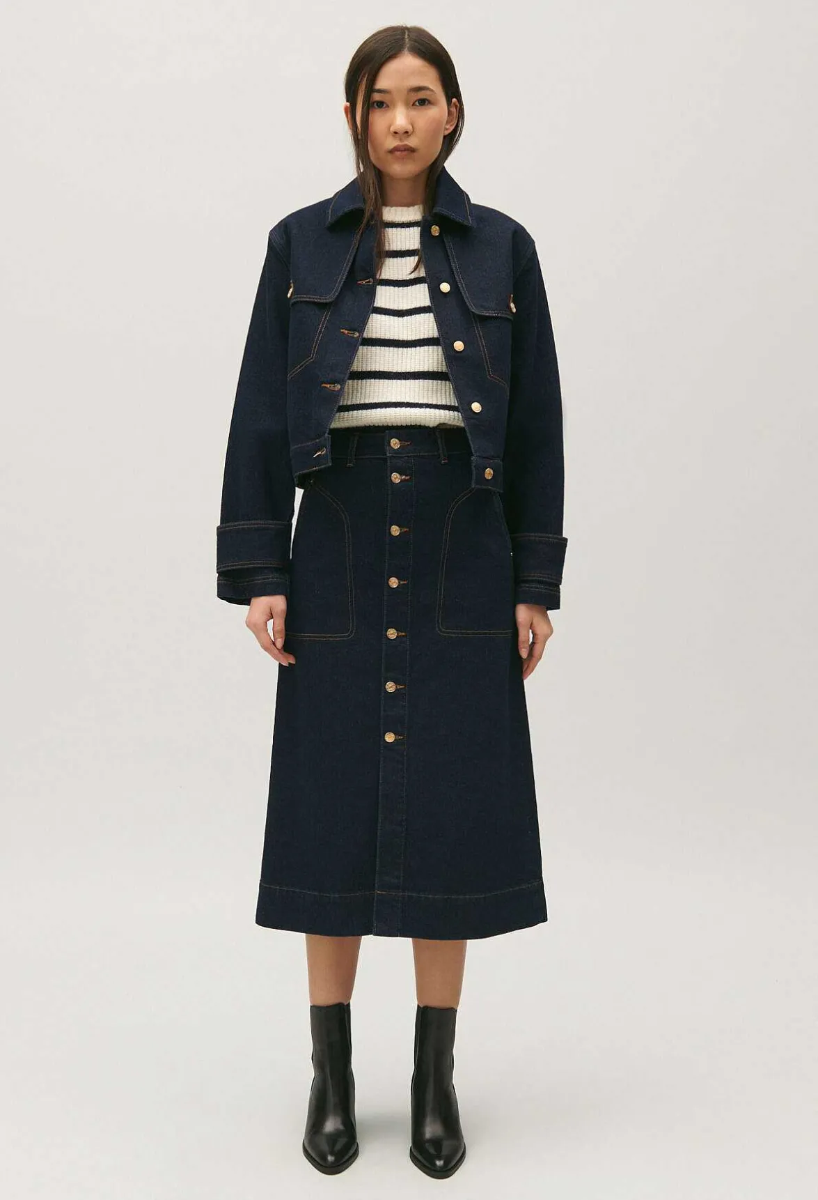 Jupe Mi-Longue Jean Bleu^Claudie Pierlot Hot