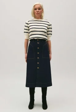Jupe Mi-Longue Jean Bleu^Claudie Pierlot Hot