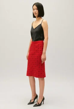 Jupe Mi-Longue Maille Rouge^Claudie Pierlot Outlet