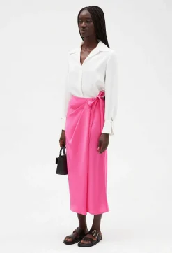 Jupe Mi-Longue Nouee Rose^Claudie Pierlot Best Sale