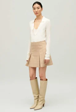 Jupe Trapeze Carreaux Beige^Claudie Pierlot Fashion