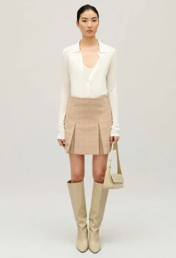Jupe Trapeze Carreaux Beige^Claudie Pierlot Fashion
