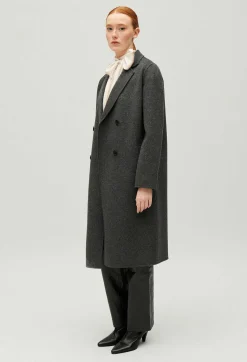 Manteau Laine Double Face Gris Chine^Claudie Pierlot Sale