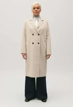 Manteau Mi-Long Laine Melangee Beige^Claudie Pierlot Clearance
