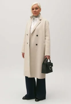 Manteau Mi-Long Laine Melangee Beige^Claudie Pierlot Clearance