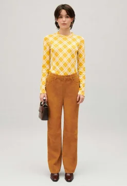 Pantalon Cuir Suede Beige Fonce^Claudie Pierlot Best