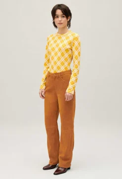Pantalon Cuir Suede Beige Fonce^Claudie Pierlot Best