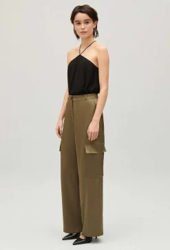 Pantalon Fluide Satine Cargo Kaki^Claudie Pierlot Flash Sale
