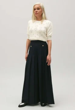 Pantalon Plisse Ample Bleu Marine^Claudie Pierlot Discount