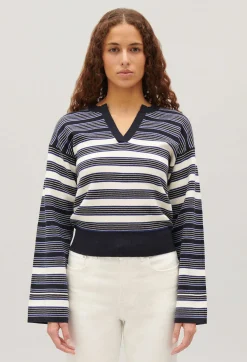 Pull Col Tunisien Marine Ecru^Claudie Pierlot Store