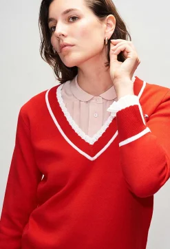 Pull 2 En 1 Col V A Bandes Contrastees^Claudie Pierlot Best