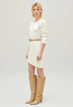 Robe Courte Asymetrique Maille Ecrue^Claudie Pierlot Sale