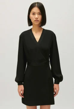 Robe Courte Cache-Coeur Noir^Claudie Pierlot Sale