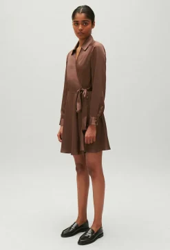 Robe Courte Fluide Rixie Marron Glace^Claudie Pierlot Discount