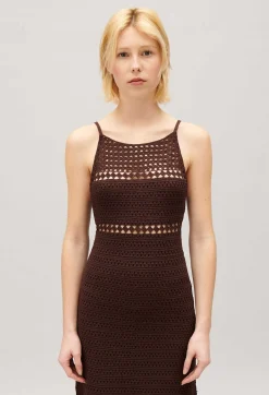 Robe Longue Crochet Marron^Claudie Pierlot Clearance