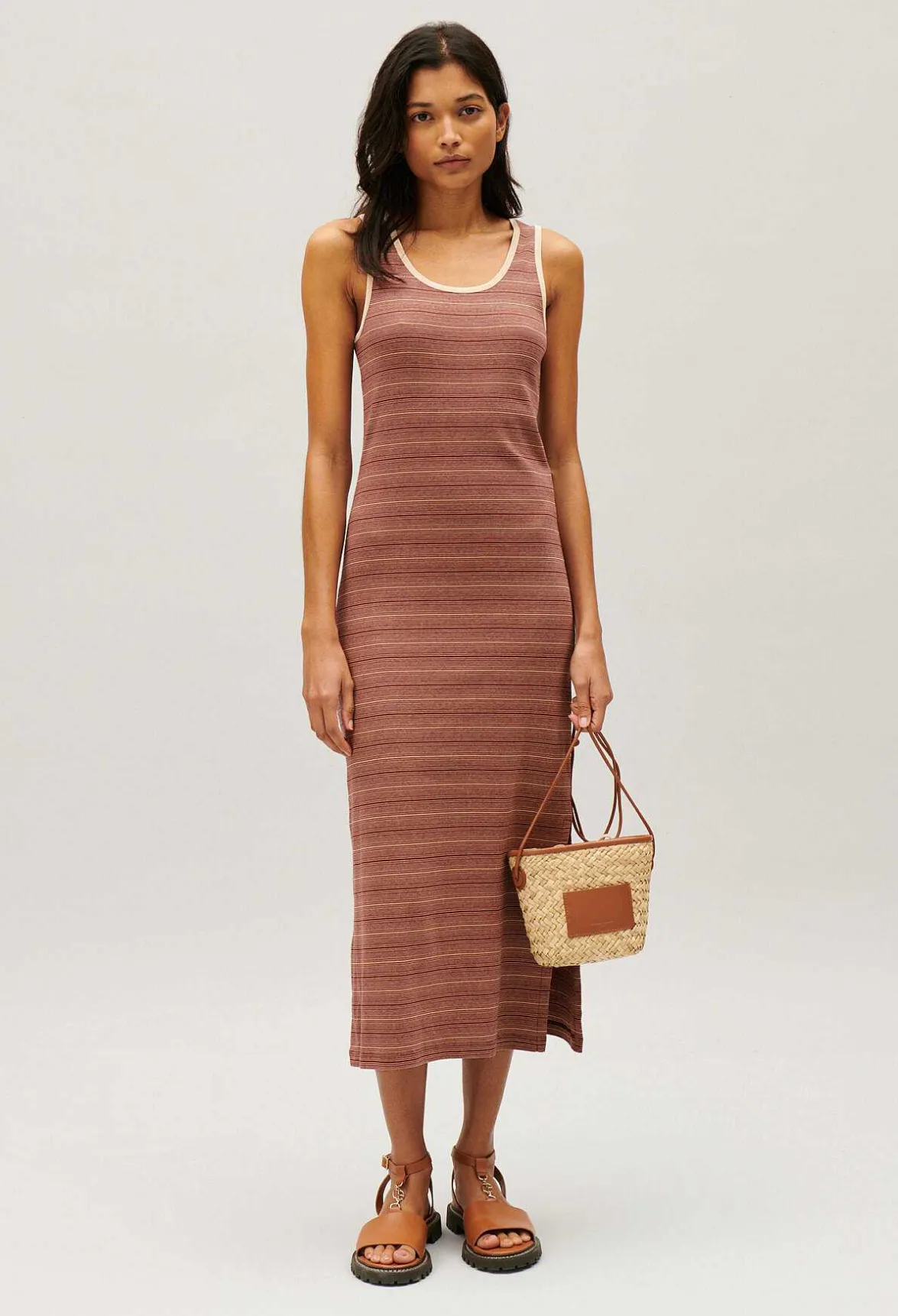 Robe Longue Maille Rayee Marron^Claudie Pierlot Outlet