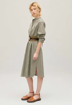 Robe Longue Rayures Verte^Claudie Pierlot Flash Sale