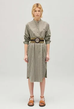 Robe Longue Rayures Verte^Claudie Pierlot Flash Sale