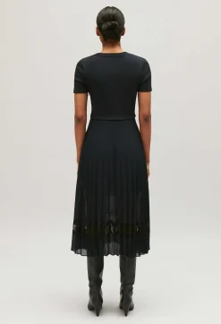 Robe Midi Bi-Matiere Noire Et Marine^Claudie Pierlot Store