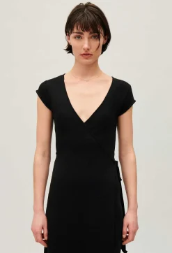 Robe Midi Cache-Coeur Noire^Claudie Pierlot Best Sale