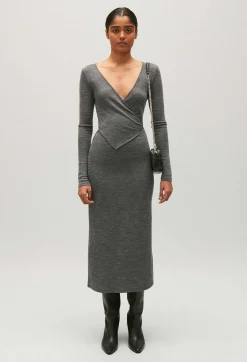 Robe Midi Jersey Laine Gris Clair^Claudie Pierlot Flash Sale