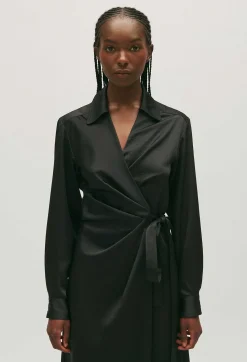 Robe Midi Portefeuille Noire^Claudie Pierlot Hot