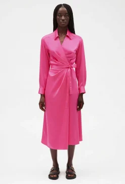 Robe Midi Portefeuille Rose^Claudie Pierlot Best Sale