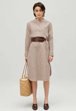Robe Midi Rayures Bronze^Claudie Pierlot Flash Sale