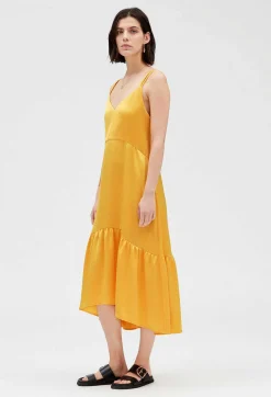 Robe Midi Satinee Jaune^Claudie Pierlot Clearance
