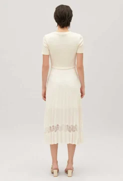 Robe Midi Twist Bi-Matiere Ivoire^Claudie Pierlot Clearance