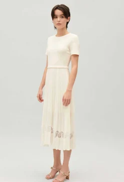 Robe Midi Twist Bi-Matiere Ivoire^Claudie Pierlot Clearance