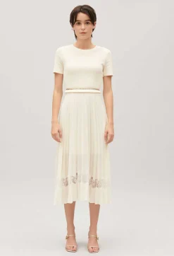 Robe Midi Twist Bi-Matiere Ivoire^Claudie Pierlot Clearance
