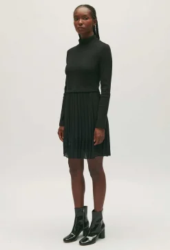 Robe Twist Courte Plissee Noire^Claudie Pierlot Shop