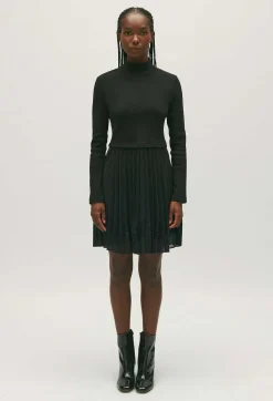 Robe Twist Courte Plissee Noire^Claudie Pierlot Shop